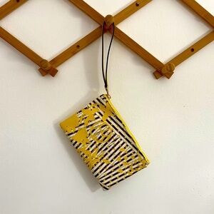 Henri Bendel *Disturbed Stripe* Yellow Floral Clutch Wristlet